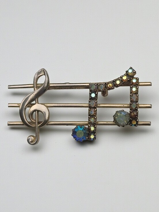 Vintage Jewelry - 🎵 Vintage AB Crystal Music Notes Brooch